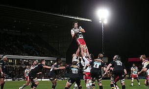 Charlie Matthews (centre) scored a try for Harlequins