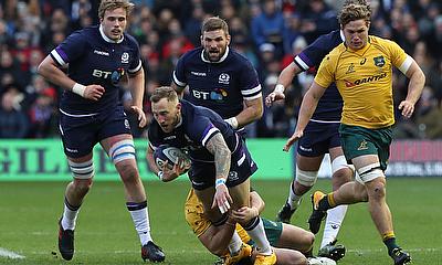 Byron McGuigan scored Scotland's first try against Australia at Murrayfield