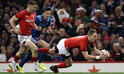 Wale’s Liam Williams scores his side’s first try during the NatWest 6 Nations match at the Principality Stadium, Cardiff.