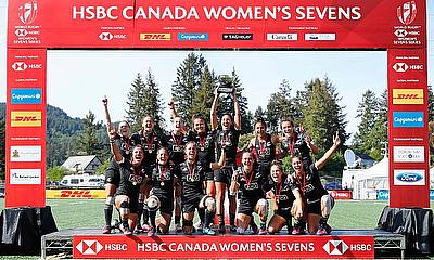 New Zealand Women's team celebrating their win in Canada leg