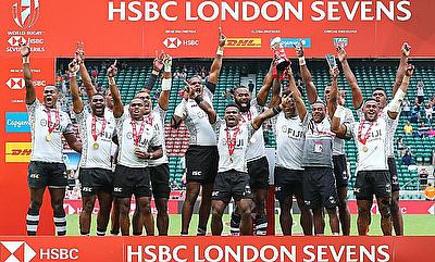 Fiji celebrating the win in London Sevens