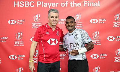 Fiji's Jerry Tuwai is HSBC Player of the Finalon day two of the HSBC World Rugby Sevens Series in Hamilton