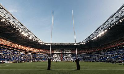 Rugby poles in a stadium