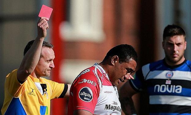 Sila Puafisi is sent off by referee Tim Wigglesworth