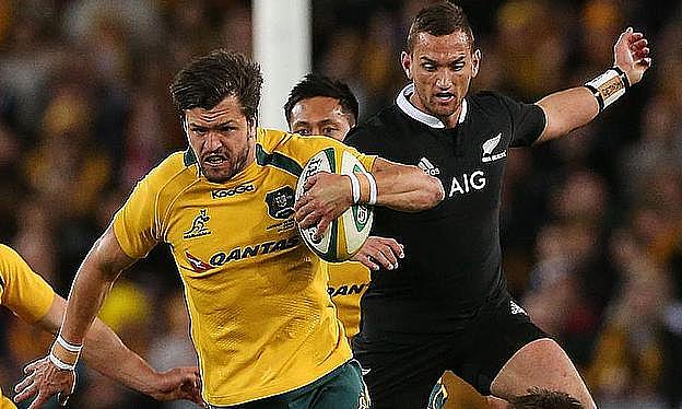 Adam Ashley-Cooper takes on the New Zealand defence