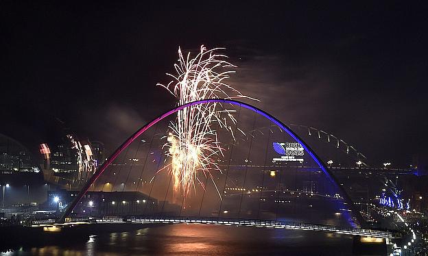 A fireworks display marks the start of Rugby World Cup year in Newcastle