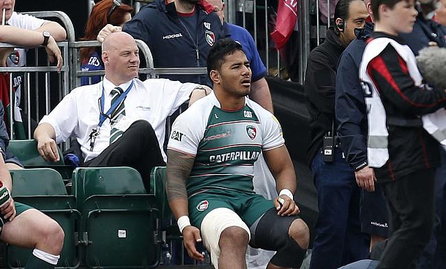 Leicester's Manu Tuilagi sustained an injury to his right leg against Saracens