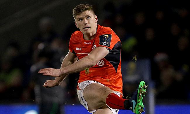 Owen Farrell scored a late try and kicked 14 points for Saracens at Sale