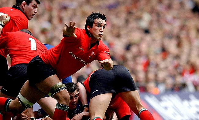 Jonathan Thomas, with hands out, was forced to retire from rugby last year after being diagnosed with epilepsy thought to be linked to head traumas su