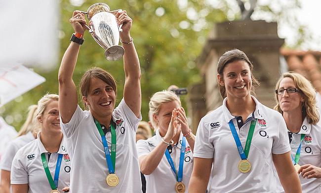 England Women's team celebrating their win in 2014 World Cup
