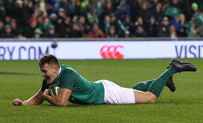 Ireland's Jacob Stockdale scored his side's first try against Argentina