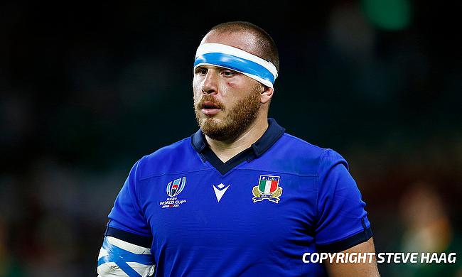 Andrea Lovotti was red-carded during the game against South Africa