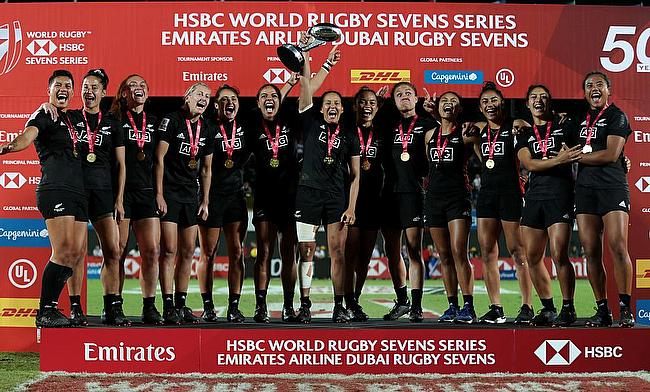New Zealand Women celebrating their win in Dubai 7s