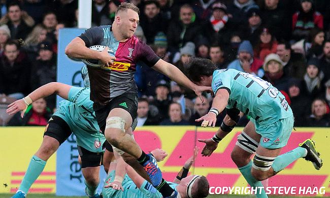 Alex Dombrandt scored two tries for Harlequins