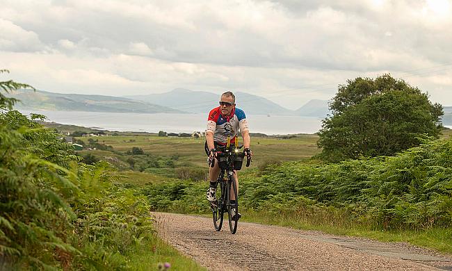 Rugby referee cycles 2217km around UK to raise £100k in memory of friend and father