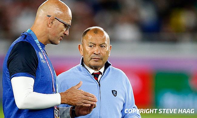 Red Roses head coach John Mitchell (left)