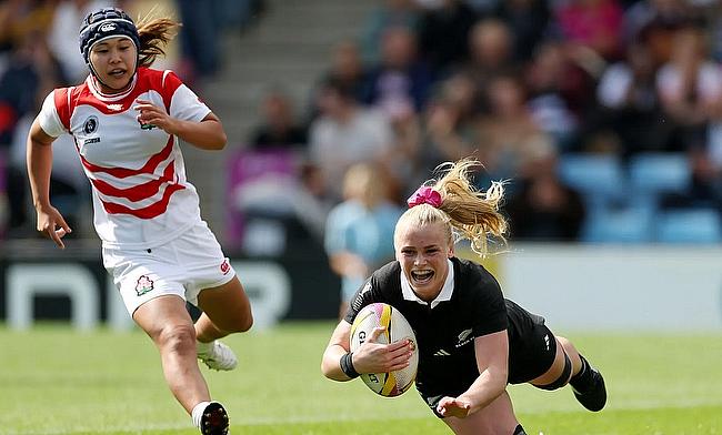 Jorja Miller of New Zealand scores her team's second try during the Women's Rugby World Cup 2025 Pool C match Jorja Miller of New Zealand scores her team's second try during the Women's Rugby World Cup 2025 Pool C match