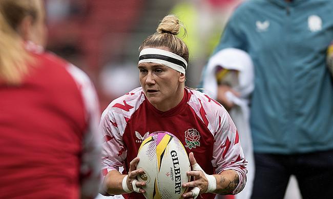 Megan Jones in action for the Red Roses