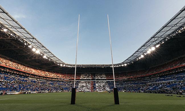 Rugby poles in a stadium