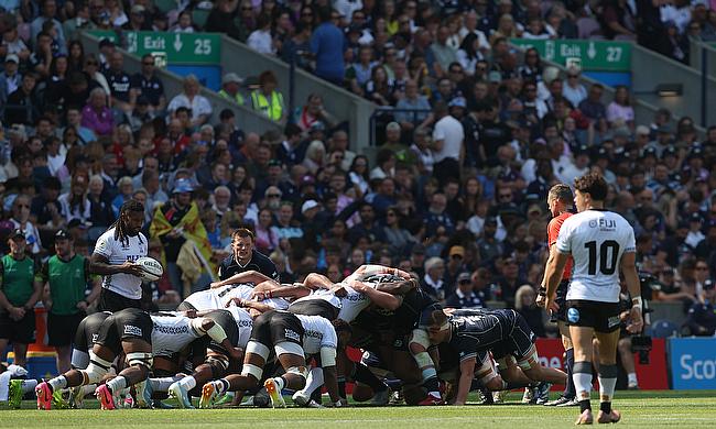 A general view as Frank Lomani of Fiji stands over the scrum during the 2026 Nations Championship